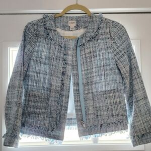 J. Crew Blue and White Blazer with Tweed Texture